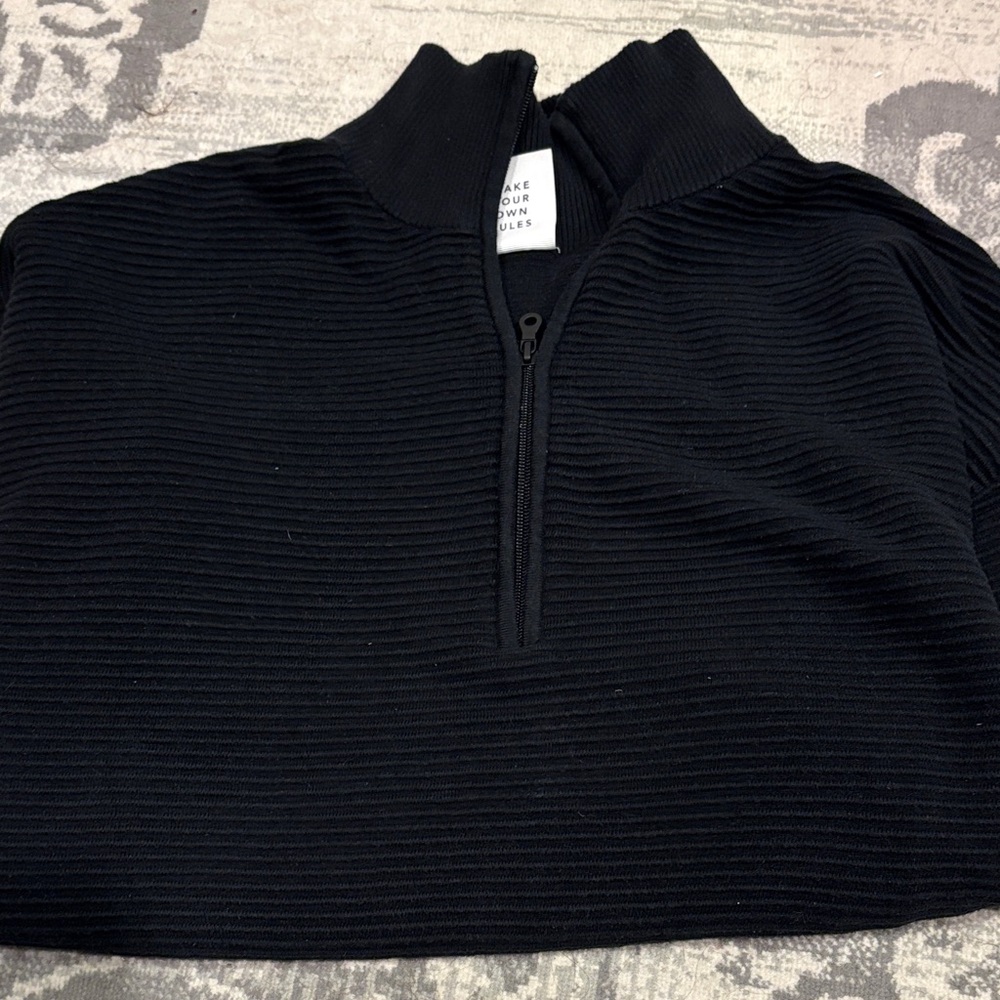 Elegant Black Zip-Up Sweater for Women
